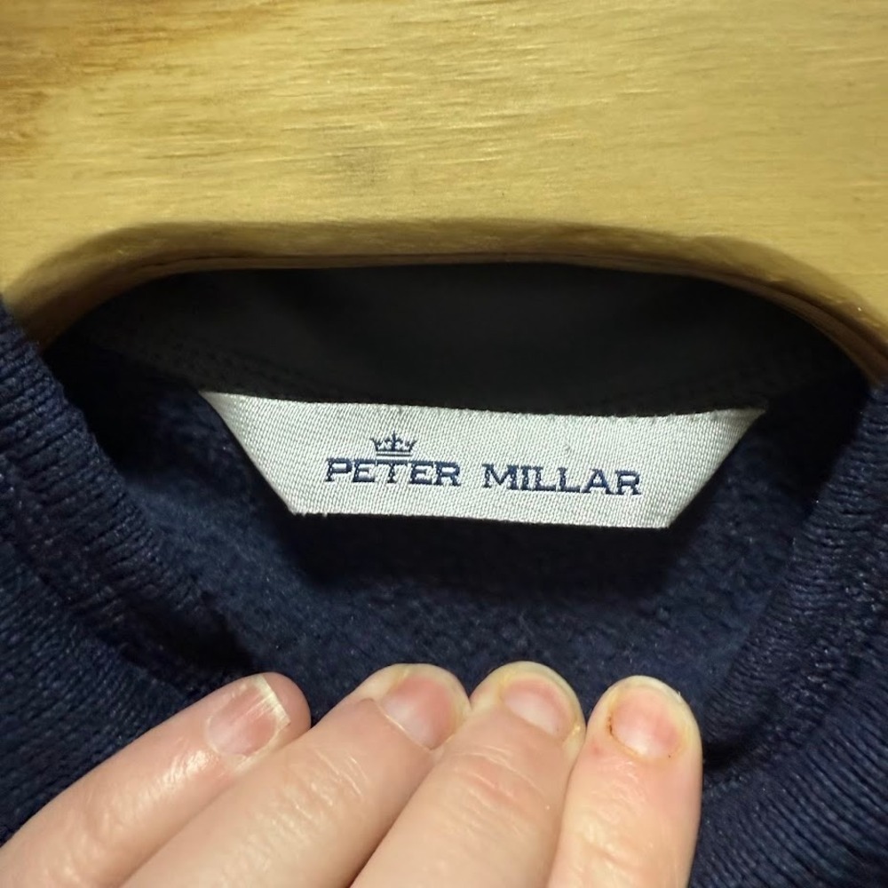 Peter Millar Mens Size XXL Navy Blue 1/4 Zip Polyester Fleece Pullover Sweater - Picture 3 of 7